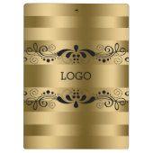 モダン金ゴールド&ヴィンテージブストライプラックフローラレース クリップボード (裏面)