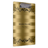 モダン金ゴールド&ヴィンテージブストライプラックフローラレース クリップボード (右)