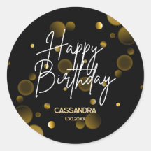 モダン金ゴールド《写真》ぼけ味グラデーション黒ハッピーバースデー