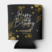 モダン金ゴールド《写真》ぼけ味グラデーション黒ハッピーバースデー 缶クーラー (裏面)