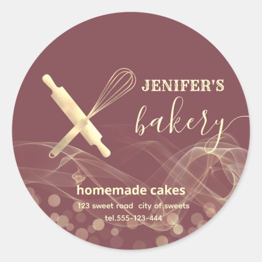 モダン金ゴールド《写真》ぼけ味焼いたパン屋 ラウンドシール (正面)