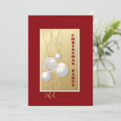 モダン金ゴールド、白と赤のクリスマス・パーティー 招待状 (スタンド正面)