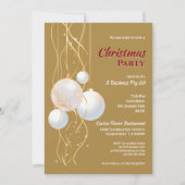 モダン金ゴールド、白と赤のクリスマス・パーティー 招待状 (裏面)