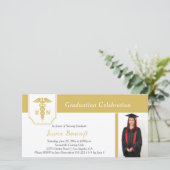モダン金ゴールド・白写真看護卒業 案内状 (スタンド正面)