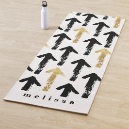 モダン金ゴールド、白黒の矢印パターンモノグラム ヨガマット