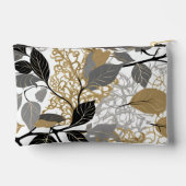 モダン金ゴールド、白黒リーフつる植物デザイン アクセサリーポーチ (裏面)