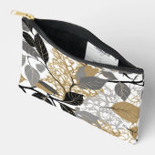 モダン金ゴールド、白黒リーフつる植物デザイン アクセサリーポーチ (見開き)