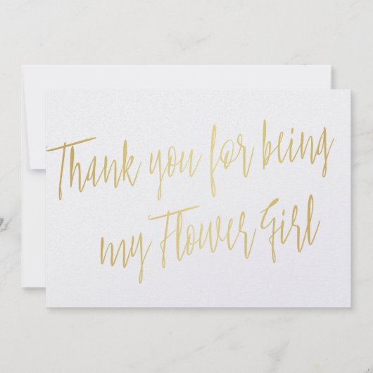 モダン金ゴールド「私の花の女の子になってくれてありがとう」 サンキューカード (正面)