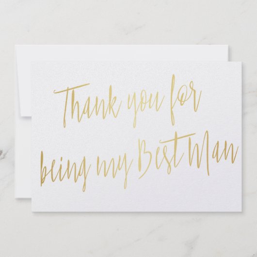 モダン金ゴールド「私の花婿介添人ありがとう」 サンキューカード (正面)