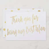 モダン金ゴールド「私の花婿介添人ありがとう」 サンキューカード (正面/裏面)