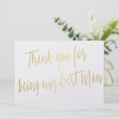 モダン金ゴールド「私の花婿介添人ありがとう」 サンキューカード (スタンド正面)