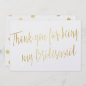 モダン金ゴールド「私の花嫁になってくれてありがとう」 サンキューカード (正面/裏面)