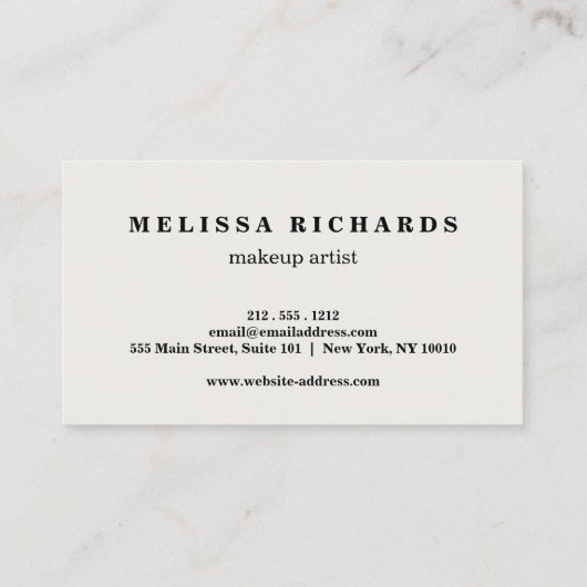 モダン金ゴールド&続編メイクアップアーティストスタイリッシュ 名刺 (裏面)
