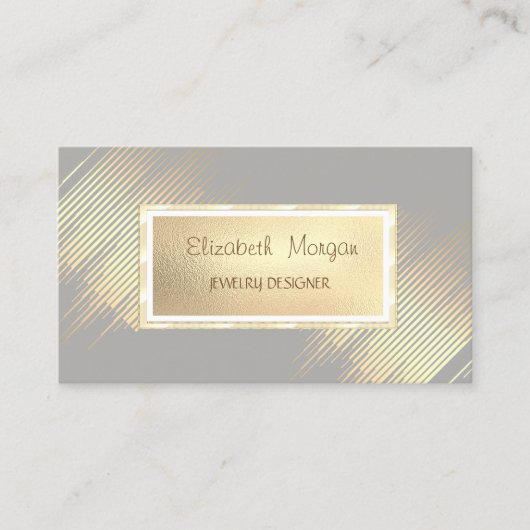 モダン金ゴールド,金ゴールドフレームジュエリーデザイナ 名刺 (正面)