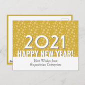 モダン金ゴールド |雪片 |新年おめでとう | 2021 ポストカード (正面/裏面)