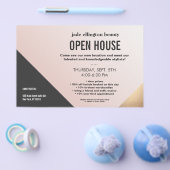 モダン金ゴールド、黒およびピンクの幾何学的サロン チラシ (シングル)