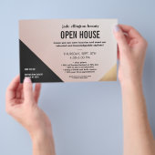 モダン金ゴールド、黒およびピンクの幾何学的サロン チラシ (ハンドル)