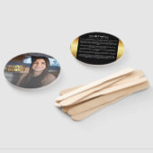 モダン金ゴールド・黒写真はっきりした葬儀プログラム ハンドファン (組立なし)