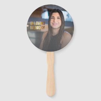 モダン金ゴールド・黒写真はっきりした葬儀プログラム ハンドファン