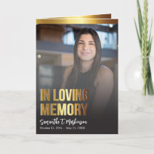 モダン金ゴールド・黒写真はっきりした葬儀プログラム