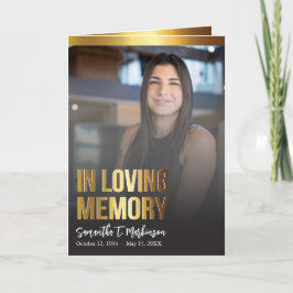 モダン金ゴールド・黒写真はっきりした葬儀プログラム プログラム