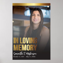 モダン金ゴールド・黒写真はっきりした葬儀プログラム