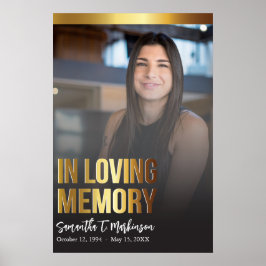 モダン金ゴールド・黒写真はっきりした葬儀プログラム ポスター