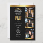 モダン金ゴールド・黒写真はっきりした葬儀プログラム 招待状 (裏面)