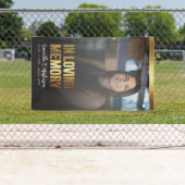 モダン金ゴールド・黒写真はっきりした葬儀プログラム 横断幕 (インサイチュ)