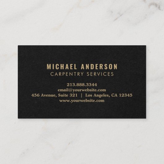 モダン金ゴールド・黒大工サービスと便利屋 名刺 (裏面)