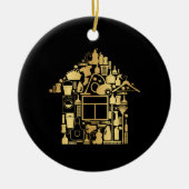 モダン金ゴールド・黒洗浄サービス セラミックオーナメント (正面)