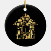 モダン金ゴールド・黒洗浄サービス セラミックオーナメント (裏面)