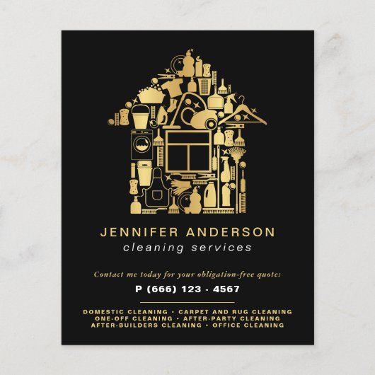 モダン金ゴールド・黒洗浄サービス チラシ (正面)