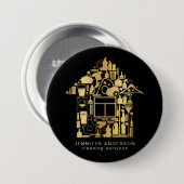 モダン金ゴールド・黒洗浄サービス 缶バッジ (正面&裏面)