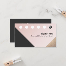 モダン金ゴールド、黒、ピンクのジオメトリック6パンチロイヤリティ ロイヤリティカード