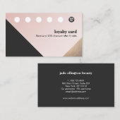 モダン金ゴールド、黒、ピンクのジオメトリック6パンチロイヤリティ ロイヤリティカード (正面/裏面)