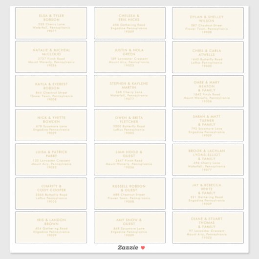 モダン金ゴールド | Cream 結婚's Guest Address Sticker シール (シート)