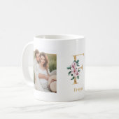 モダン金ゴールドFフラワー | 2フォトモノグラム コーヒーマグカップ (正面左)
