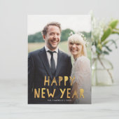 モダン金ゴールドHappy New Year写真 シーズンカード (スタンド正面)