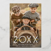 モダン金ゴールドHappy New Year写真 箔シーズンカード (正面)