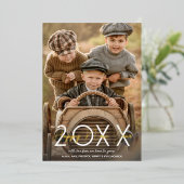 モダン金ゴールドHappy New Year写真 箔シーズンカード (立ち正面)