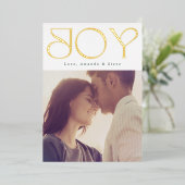 モダン金ゴールドJOYクリスマスフォト 箔シーズンカード (立ち正面)