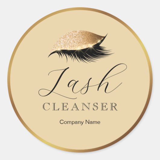 モダン金ゴールドLash Cleanser製品ラベル ラウンドシール (正面)