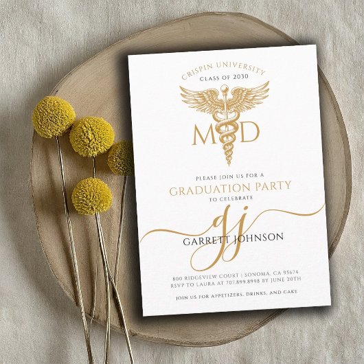 モダン金ゴールドMDドクター卒業党 招待状