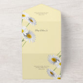 モダン金ゴールドQRコードの国淡い色のデイジー オールインワン招待状 (外側)