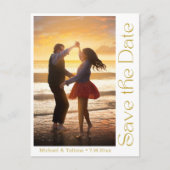 モダン金ゴールドqrコード写真の保存日付 案内ポストカード (正面)