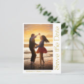 モダン金ゴールドqrコード写真の保存日付 案内ポストカード (スタンド正面)