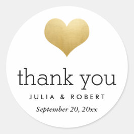 モダン金フェイク箔ハート結婚の感謝 ラウンドシール