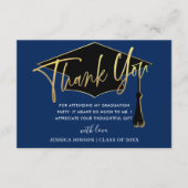 モダン金海軍ブルー卒業写真 サンキューカード (正面)