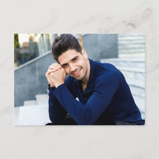 モダン金海軍ブルー卒業写真 サンキューカード (裏面)